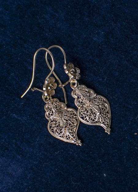 Серьги "Сердце Вианы". Позолоченное серебро 2.5g