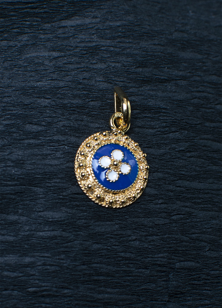 Кулон CARAMUJOS,  позолоченное серебро 0,8g,  голубая эмаль 